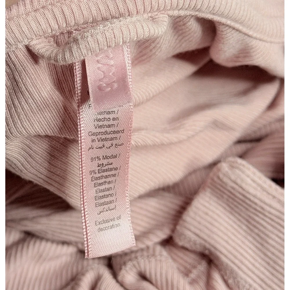 SKIMS Women's M Light Pink Soft Lounge Ribbed Modal Button Down Pajama Sleep Top